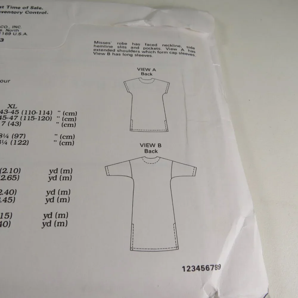 Kwik Sew 2173 Clothing Pattern UNCUT Woman's Robe short & long sleeve XS-XLG